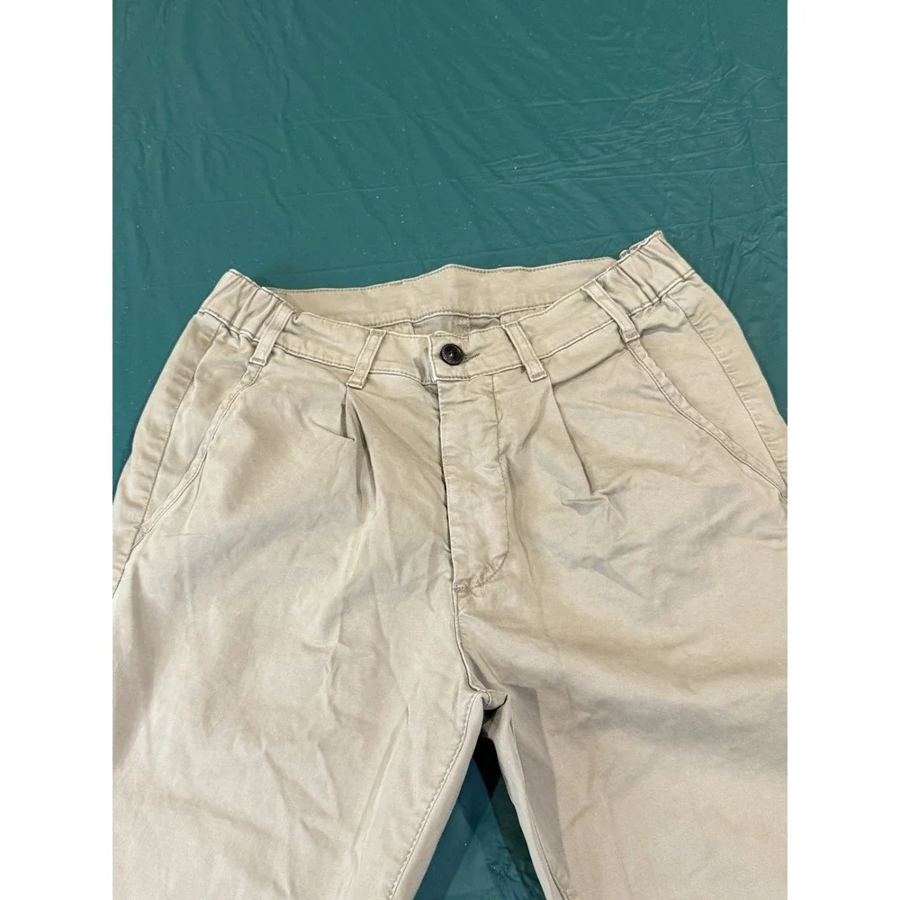 AG Adriano Goldschmied THE ROMAN  Women Sz 31R Skinny Pleated Beige Hiking Pants